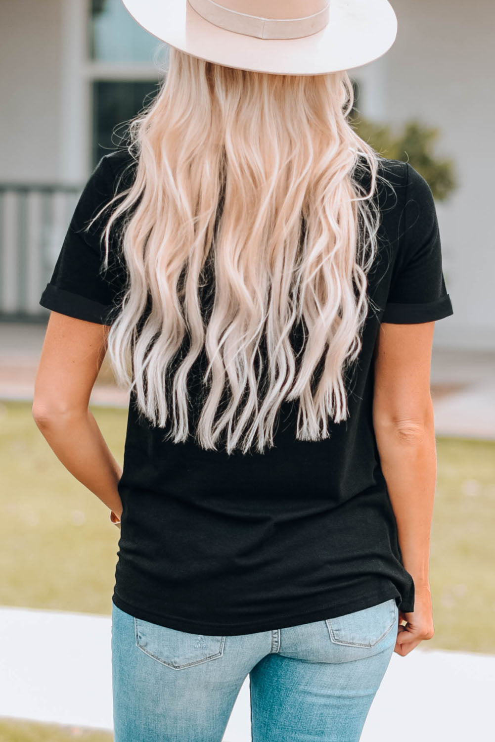 Music City Cuffed Sleeve Round Neck T-Shirt - Kittybear Krafts
