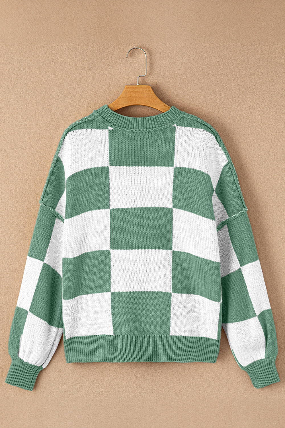 Green Checkered Bishop Sleeve Sweatshirt Top Kittybear Krafts
