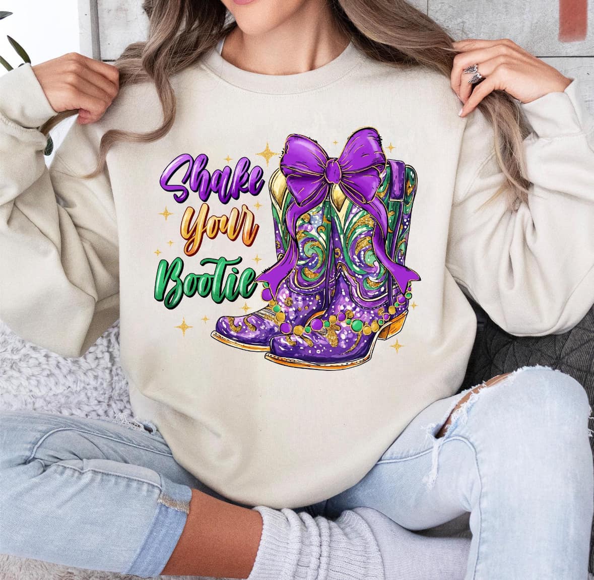 Shake your Bootie Mardi Gras Graphic T-Shirt Gunpowder and Lace Boutique Nac