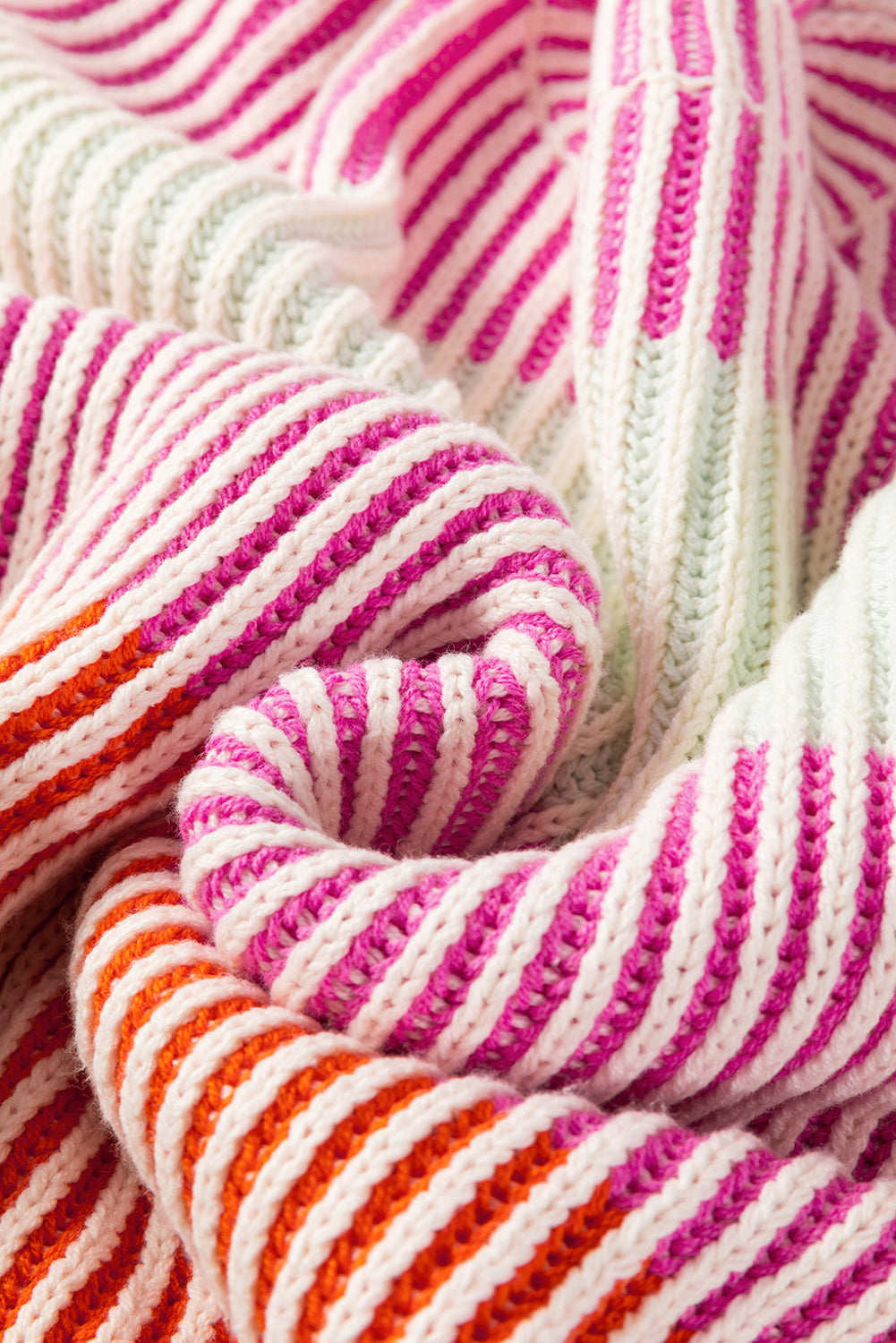 Pink Colorblock Textured Knit Bubble Sleeve Sweater Kittybear Krafts