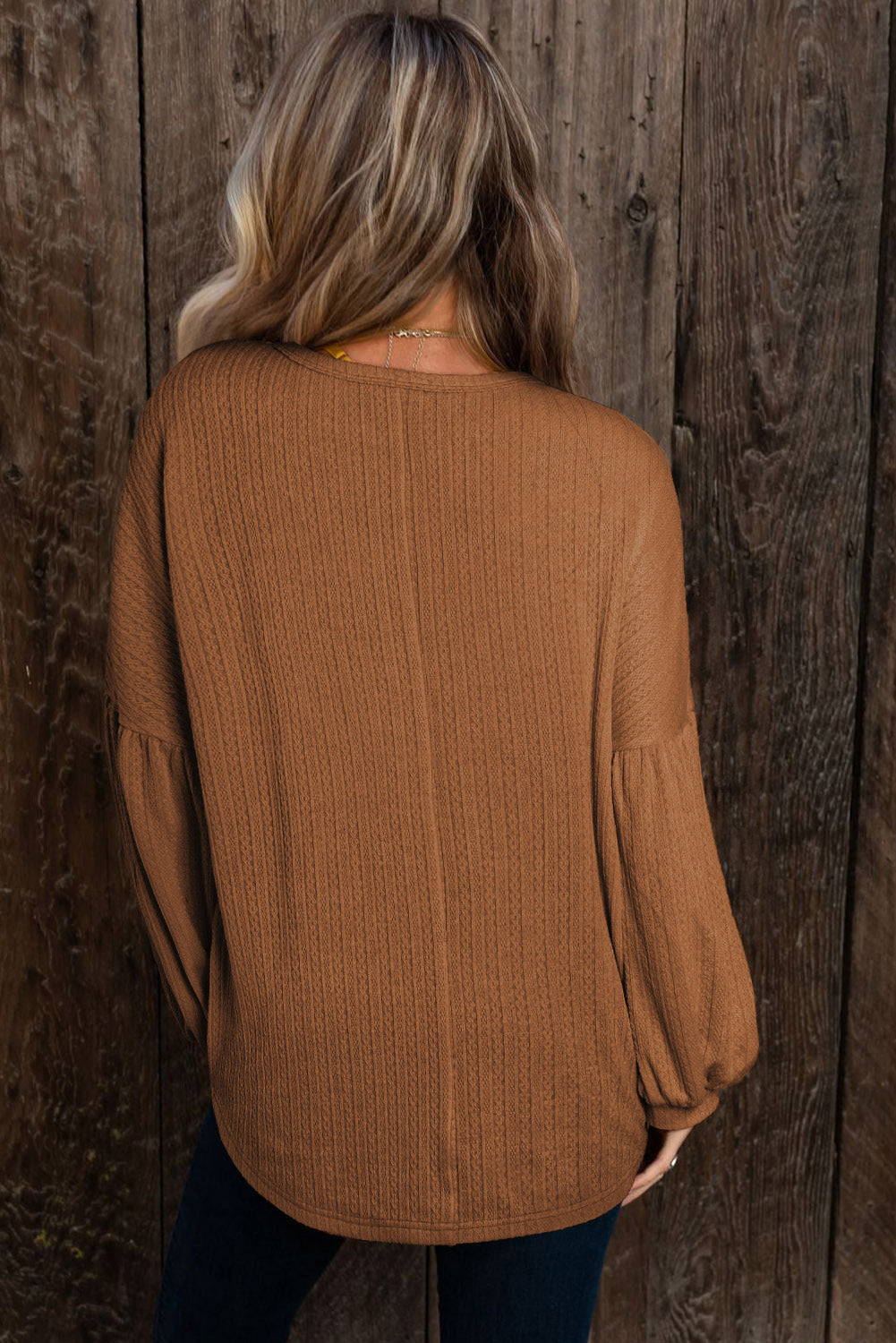 Faux Knit Jacquard Puffy Long Sleeve Top Kittybear Krafts