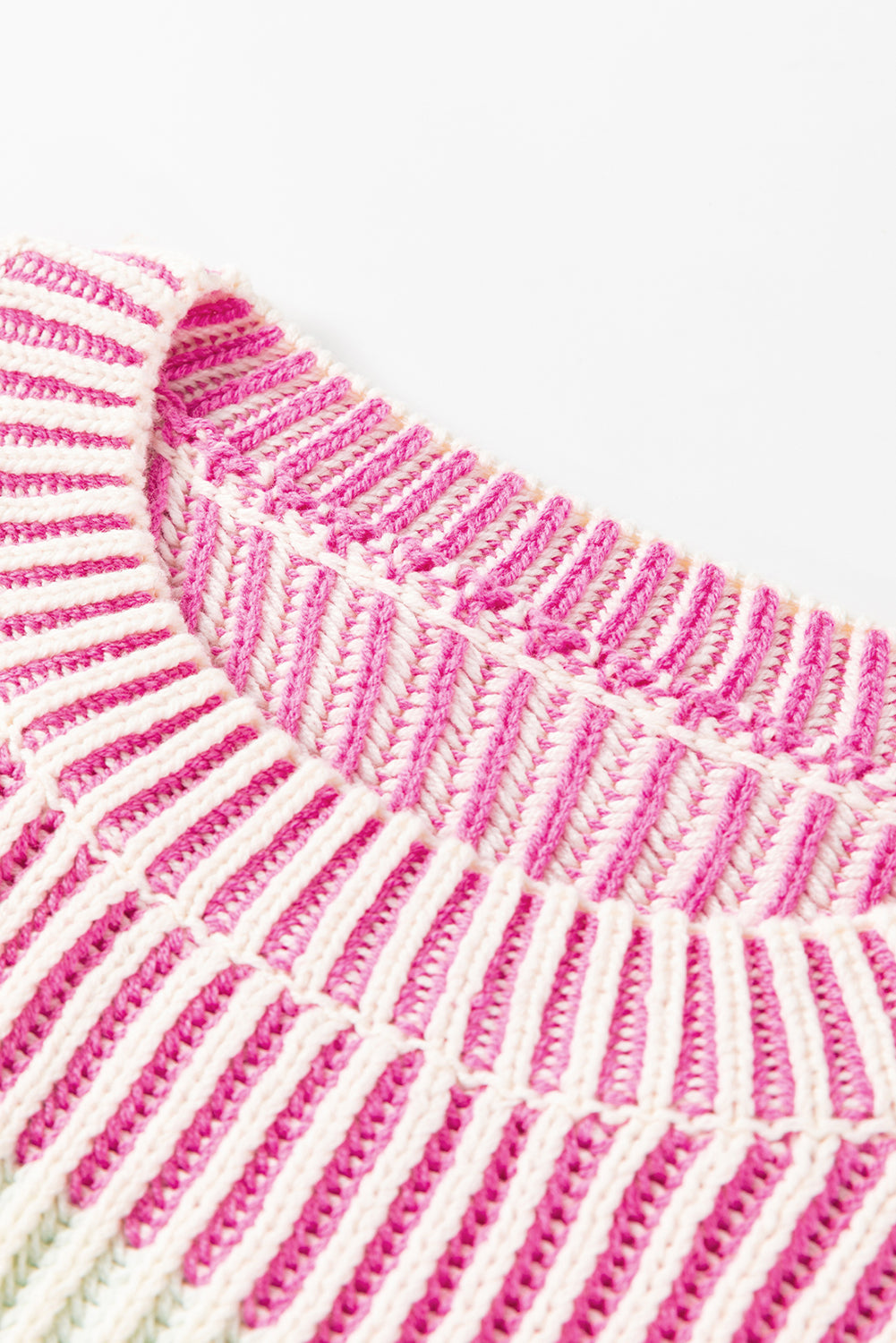 Pink Colorblock Textured Knit Bubble Sleeve Sweater Kittybear Krafts
