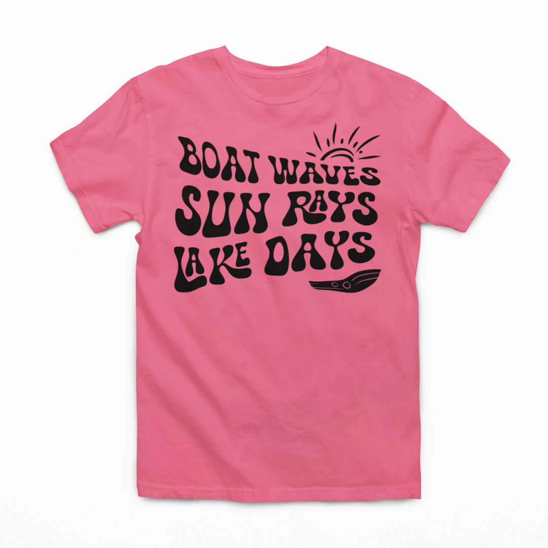 Boat Waves Sun Rays Lake Days Graphic T-Shirt Tea Shirt Shoppe