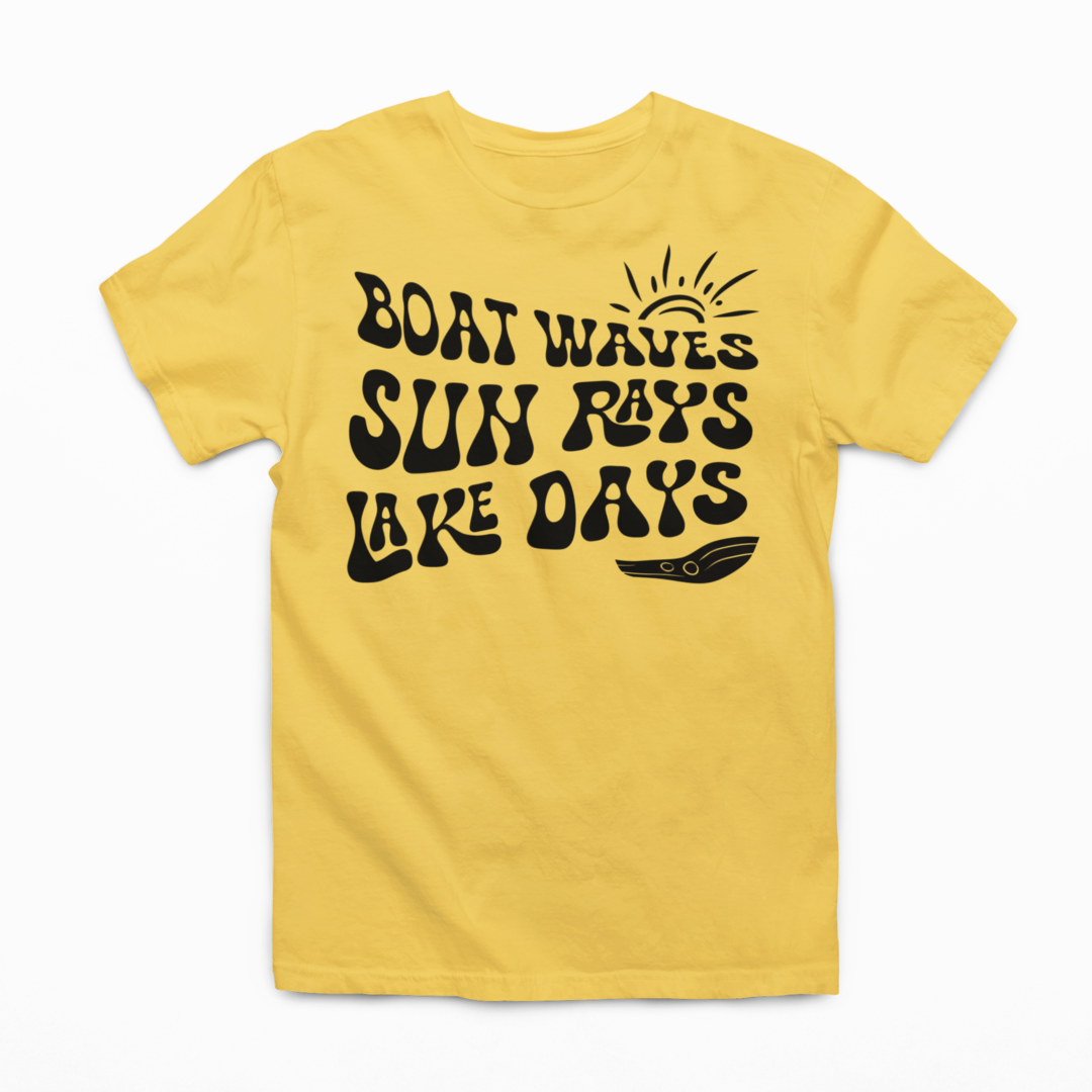 Boat Waves Sun Rays Lake Days Graphic T-Shirt Tea Shirt Shoppe