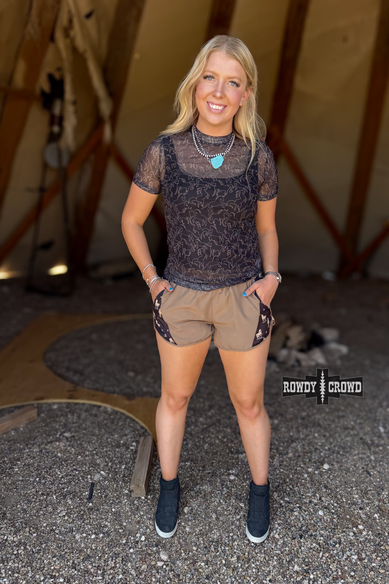 Lariat Mesh Western Top Rowdy Crowd Clothing
