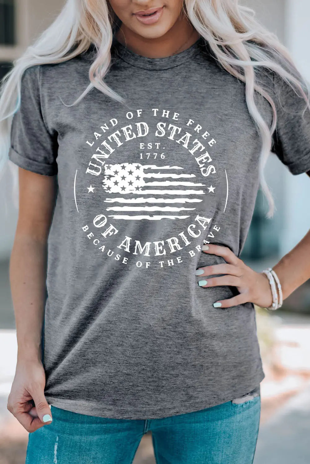 US Flag Graphic Short Sleeve T-shirt - Kittybear Krafts