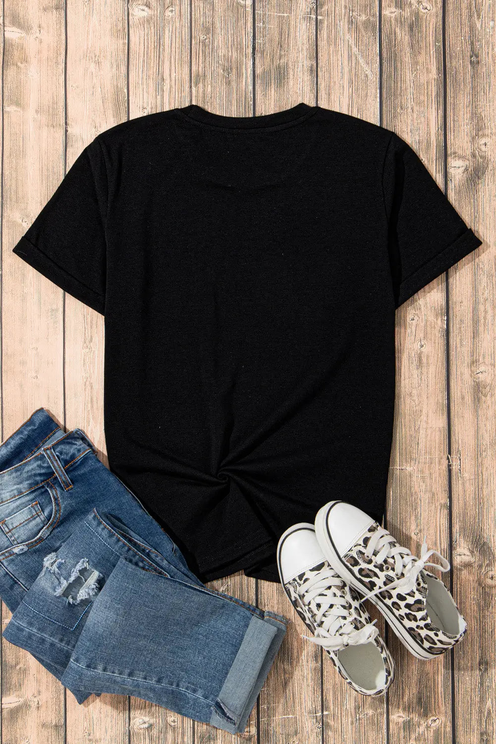 USA Rhinestone Round Neck Short Sleeve T-Shirt - Kittybear Krafts