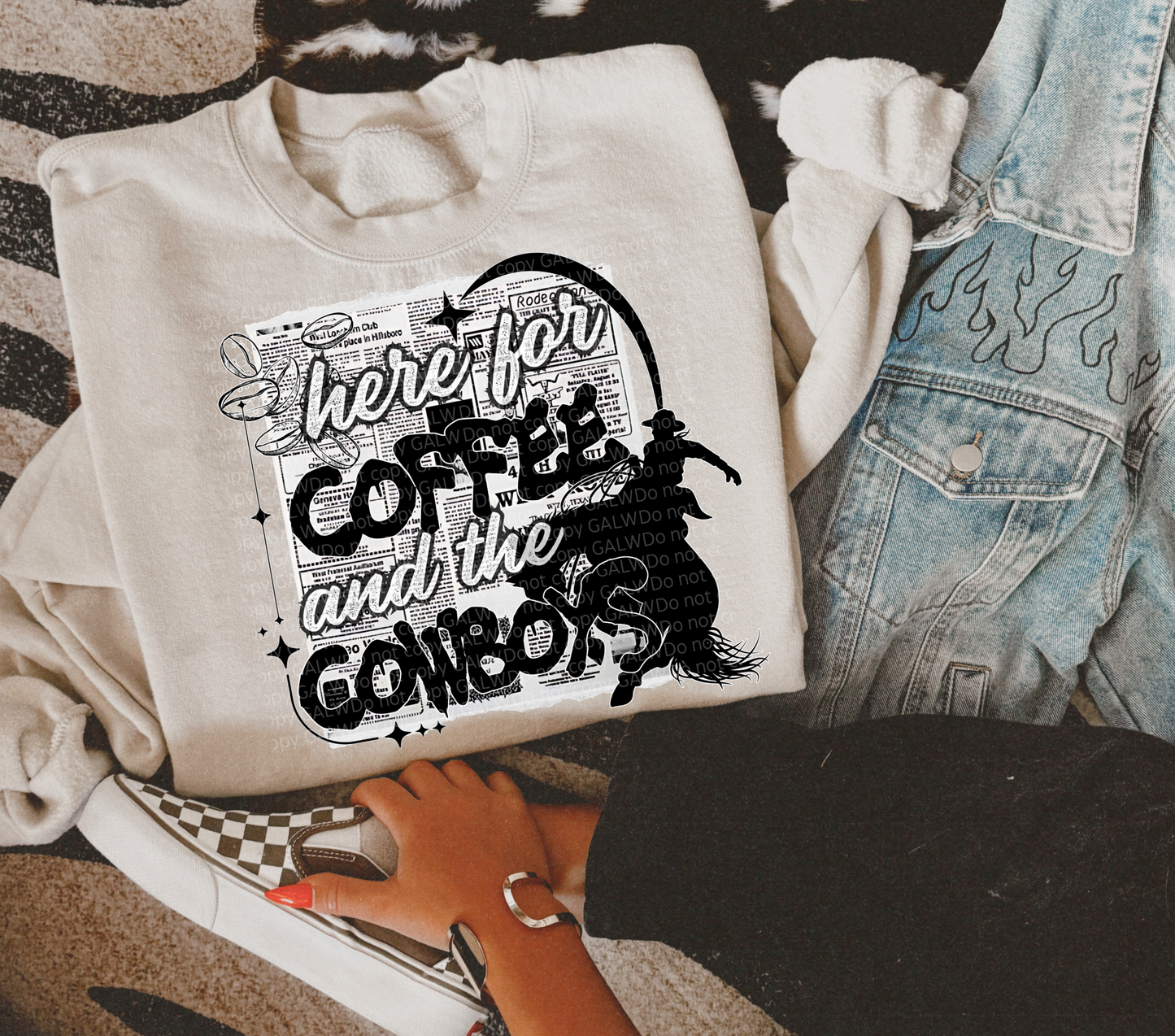 Here For the Coffee & the Cowboys Graphic T-Shirt Gunpowder and Lace Boutique Nac