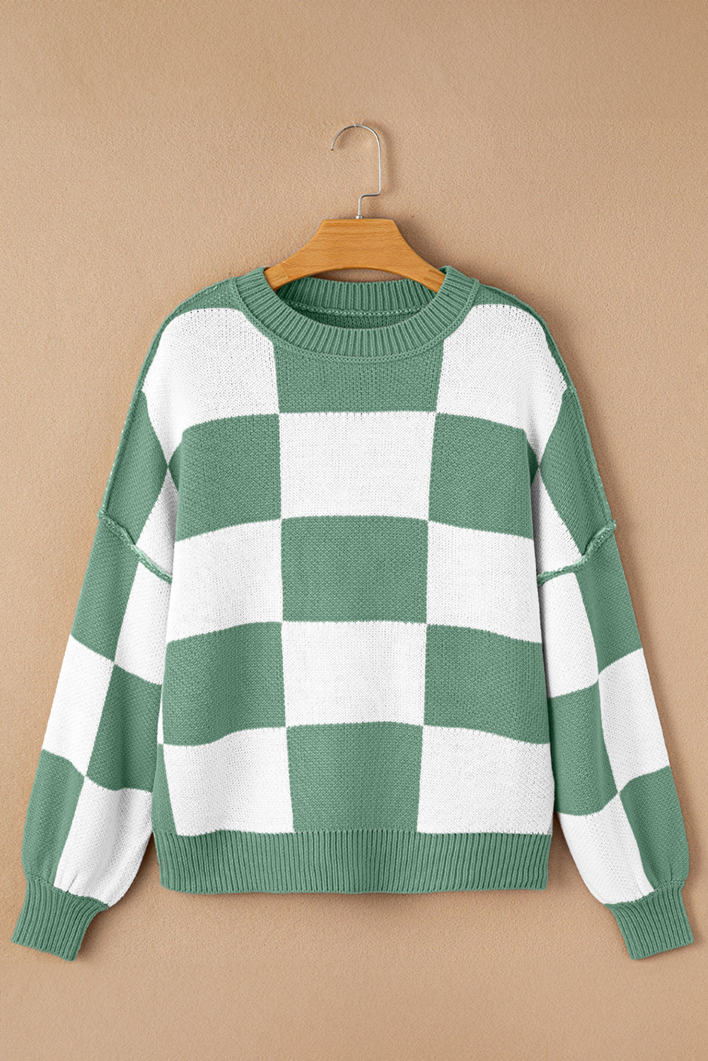 Green Checkered Bishop Sleeve Sweatshirt Top Kittybear Krafts