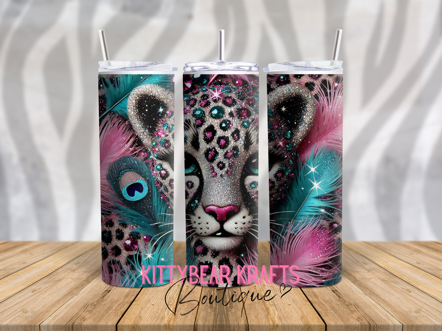 Cheetah Peacock Diamond Print 20 oz Stainless Steel Tumbler
