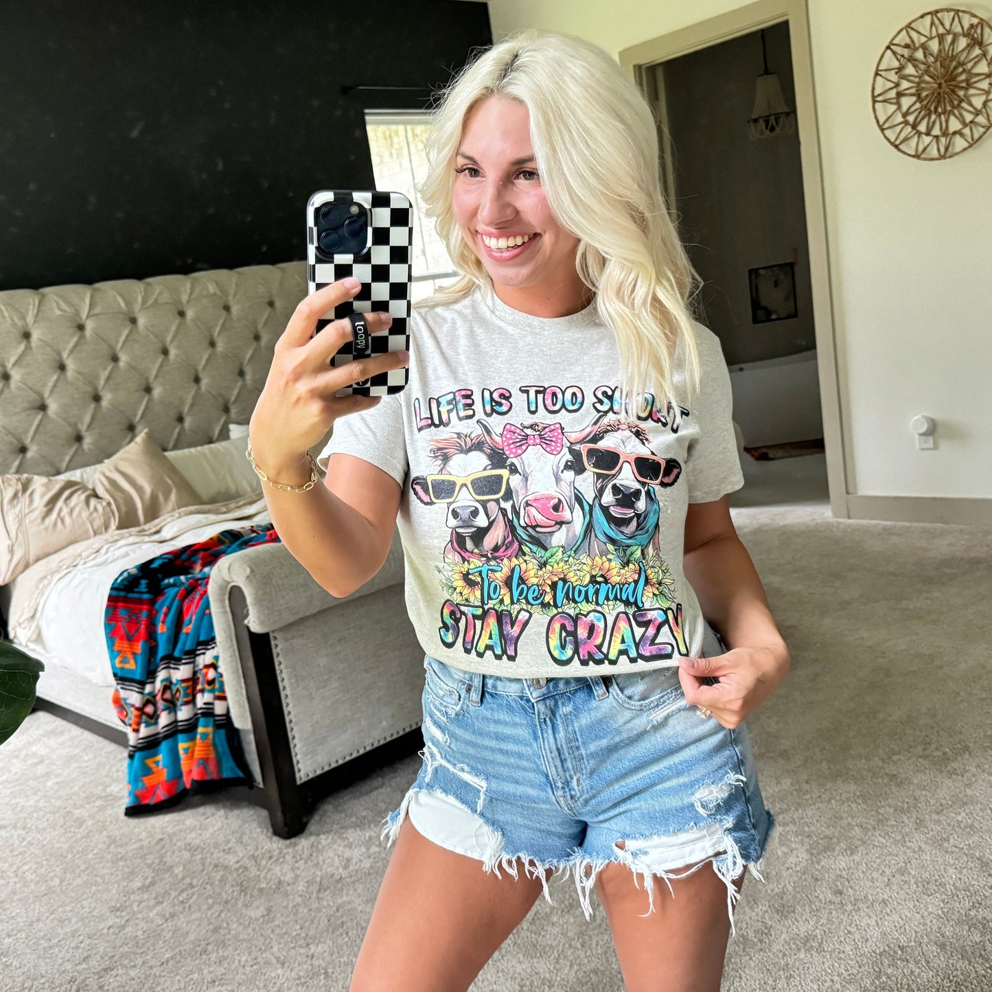 Life Is Too Short Tie Dye Cows Graphic T-Shirt Envy Stylz Boutique