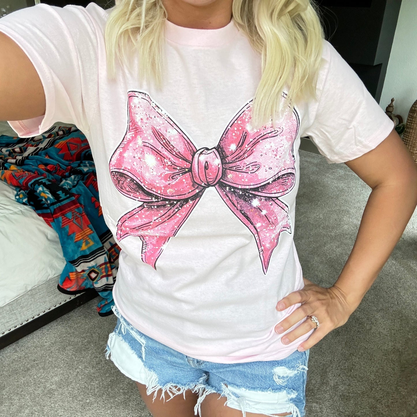 Preppy Pink Coquette Bow Graphic T-Shirt Envy Stylz Boutique