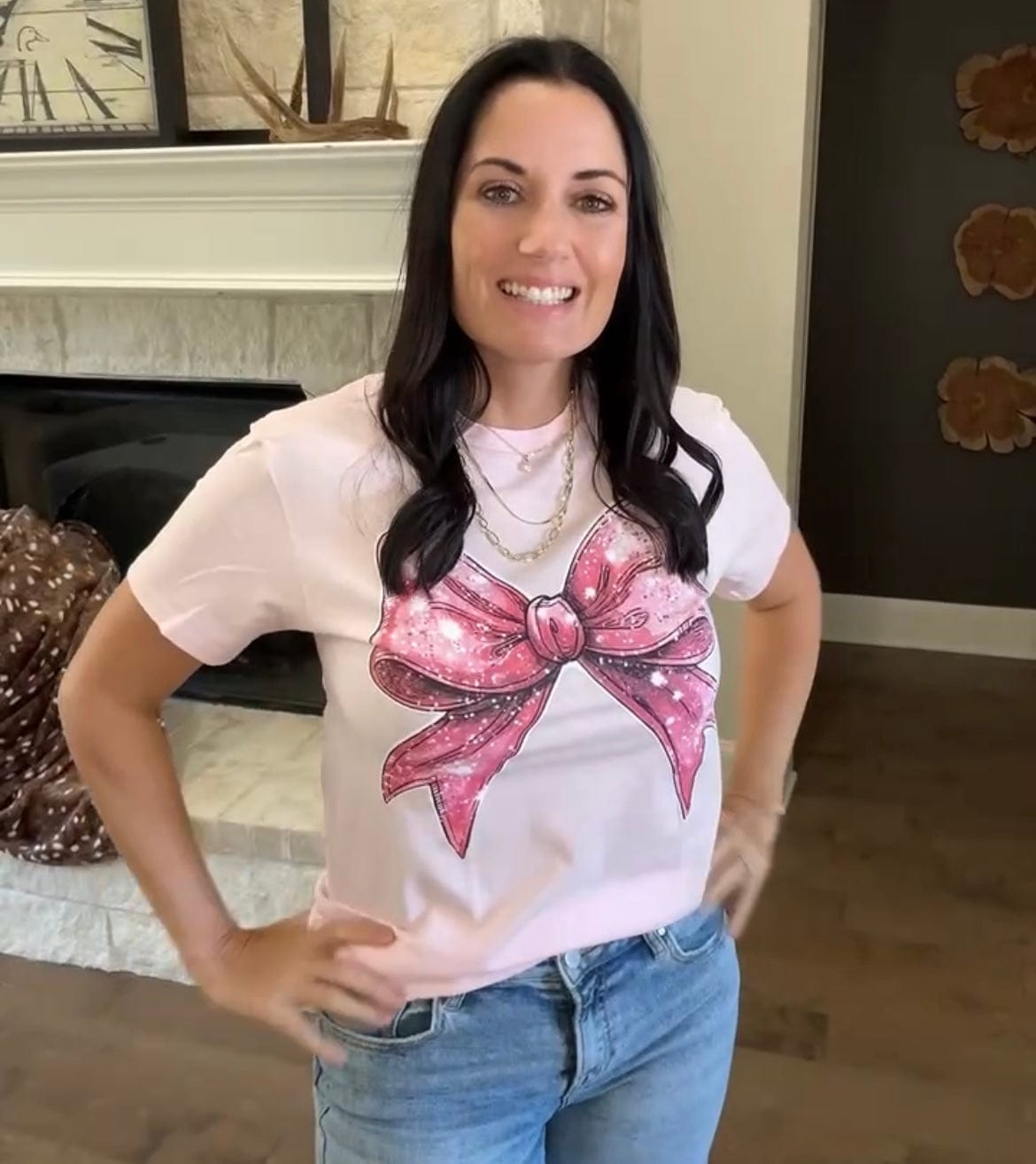 Preppy Pink Coquette Bow Graphic T-Shirt Envy Stylz Boutique