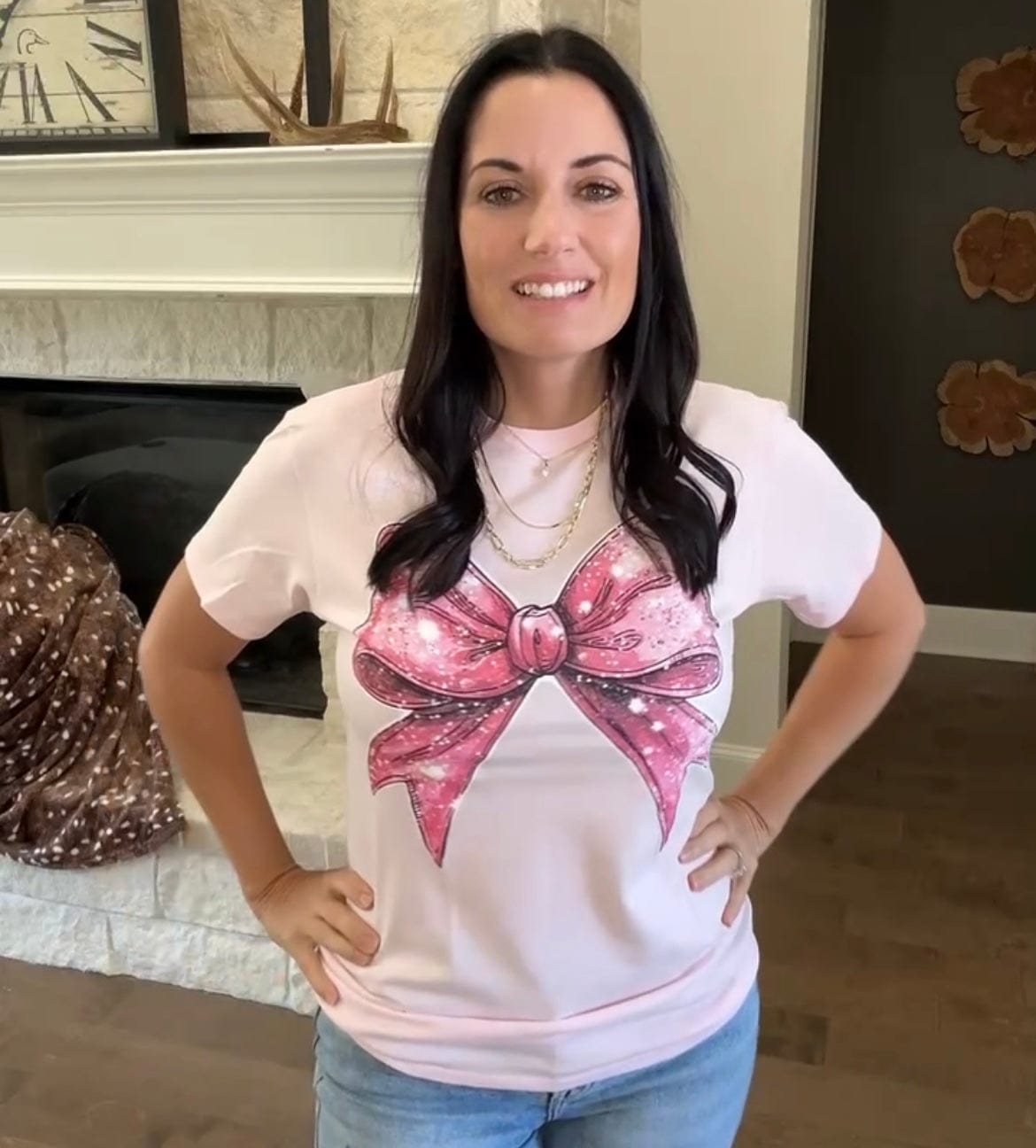 Preppy Pink Coquette Bow Graphic T-Shirt Envy Stylz Boutique