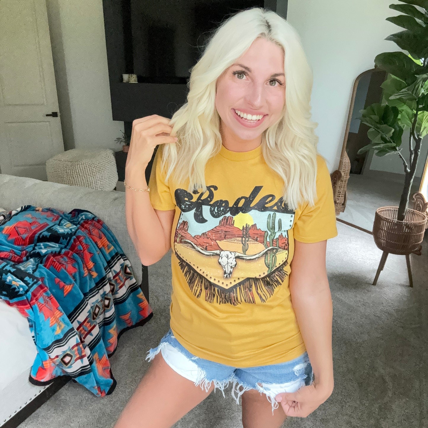 Rodeo Fringe Longhorn Western Graphic T-Shirt Envy Stylz Boutique