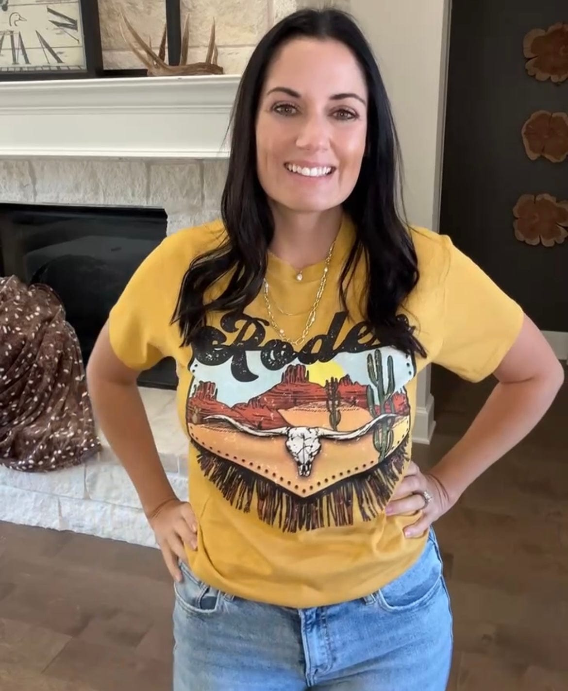 Rodeo Fringe Longhorn Western Graphic T-Shirt Envy Stylz Boutique