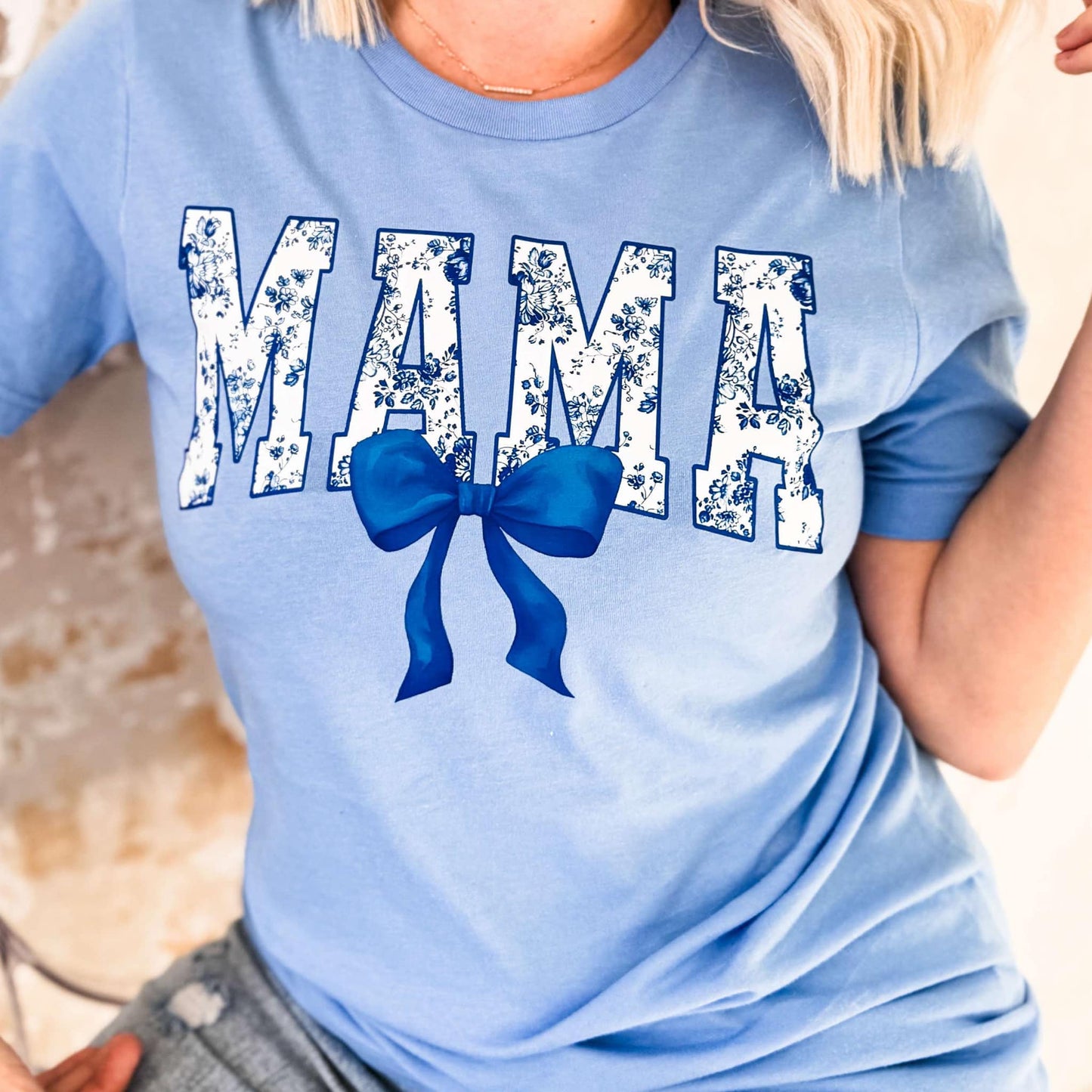 Blue Mama Bow Chinoiserie Graphic T-Shirt Envy Stylz Boutique