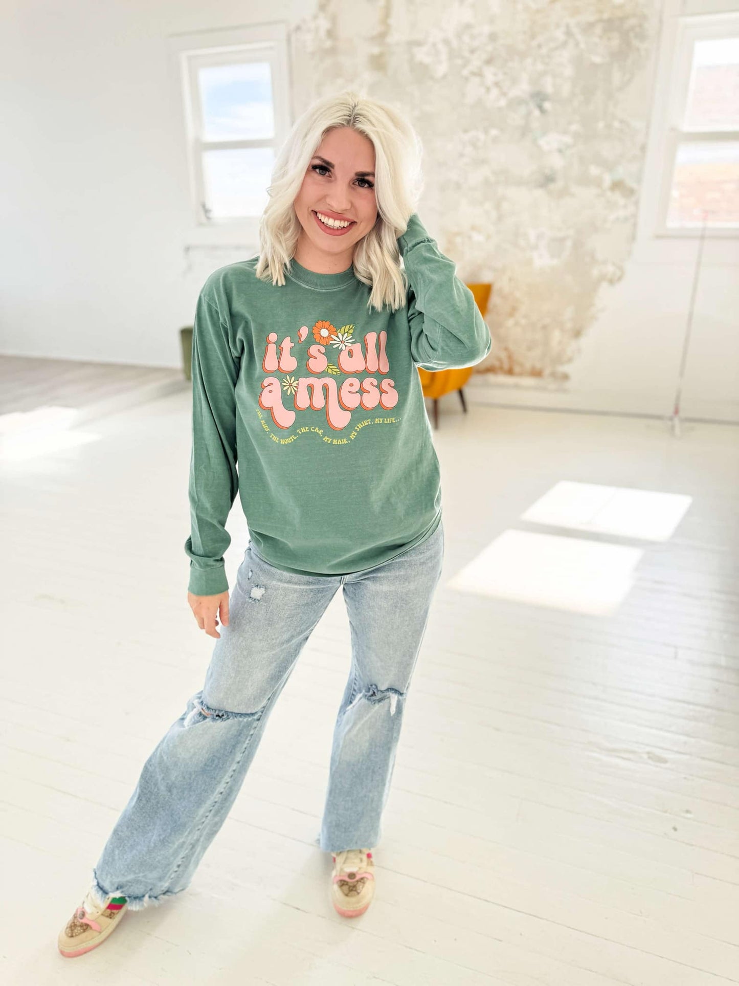 It's All A Mess Longsleeve Graphic T-Shirt Envy Stylz Boutique