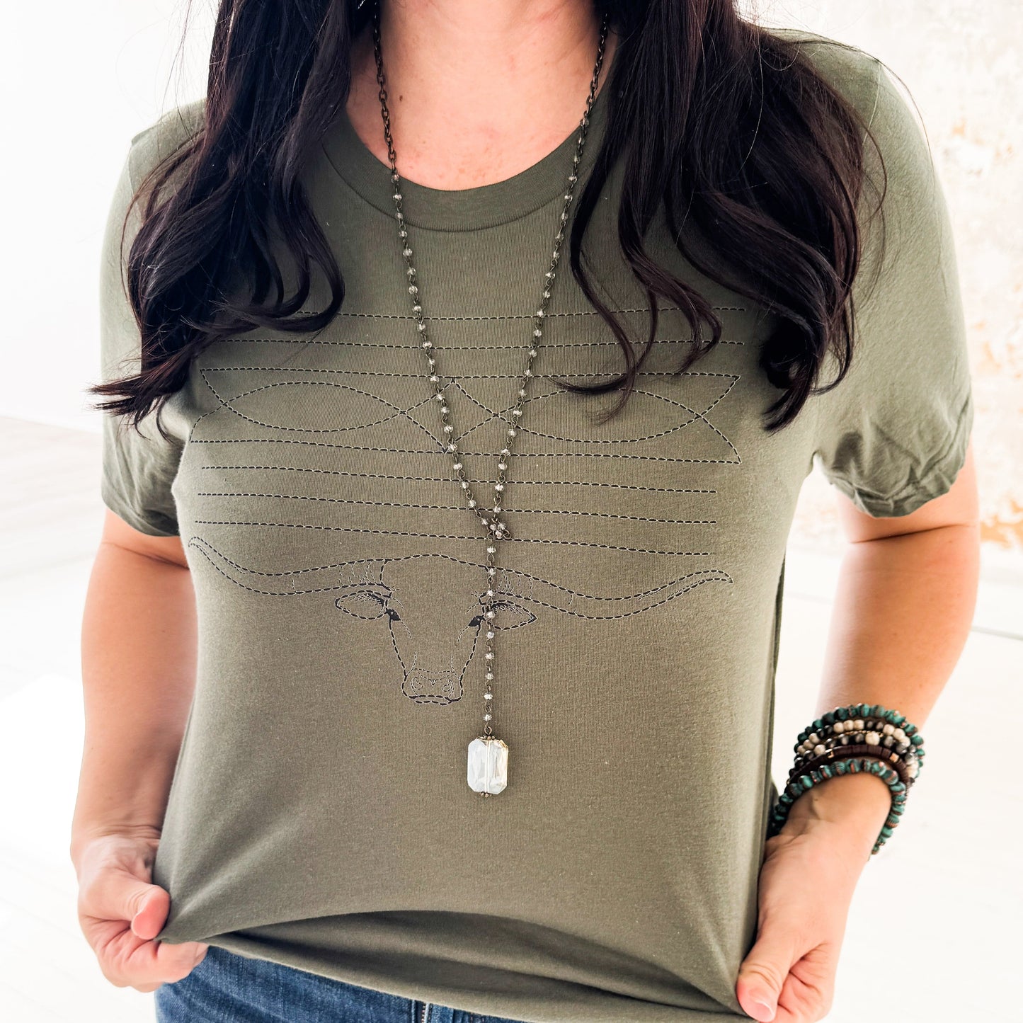 Longhorn Boot Stitch Western Graphic Tee T-Shirt Envy Stylz Boutique