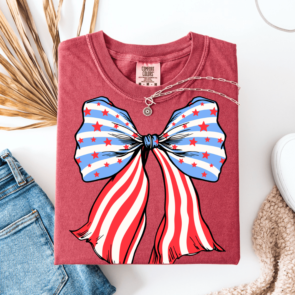 Patriotic Bow Patriotic Graphic Tee T-Shirt Envy Stylz Boutique