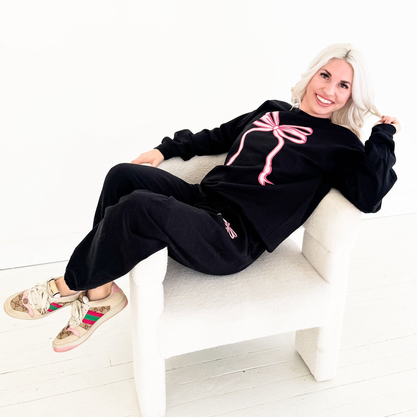 You Are So Loved Bow Sweatshirt/Sweatpants Set Envy Stylz Boutique
