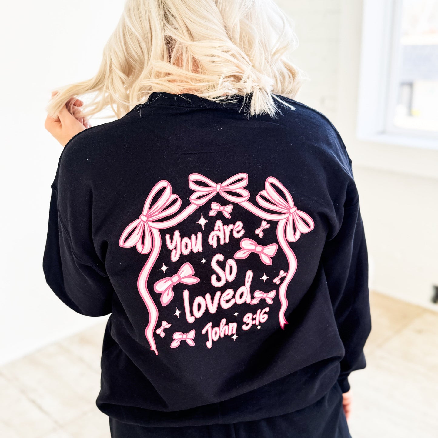 You Are So Loved Bow Sweatshirt/Sweatpants Set Envy Stylz Boutique
