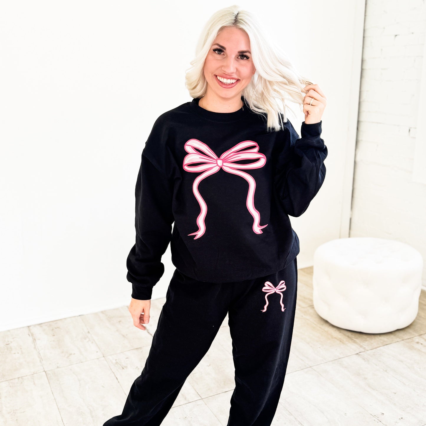 You Are So Loved Bow Sweatshirt/Sweatpants Set Envy Stylz Boutique