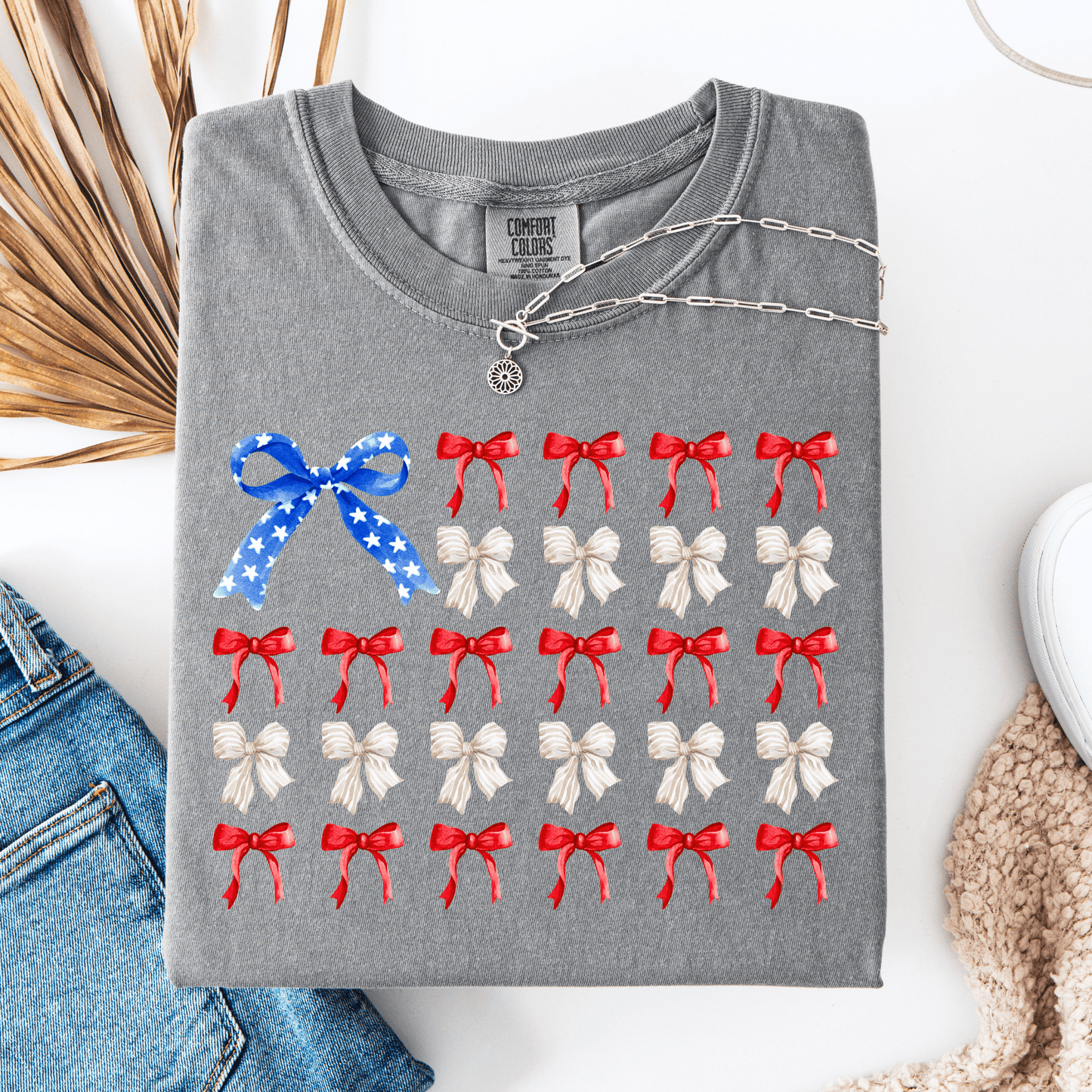 4th Of July Bows Patriotic Graphic Tee T-Shirt Envy Stylz Boutique
