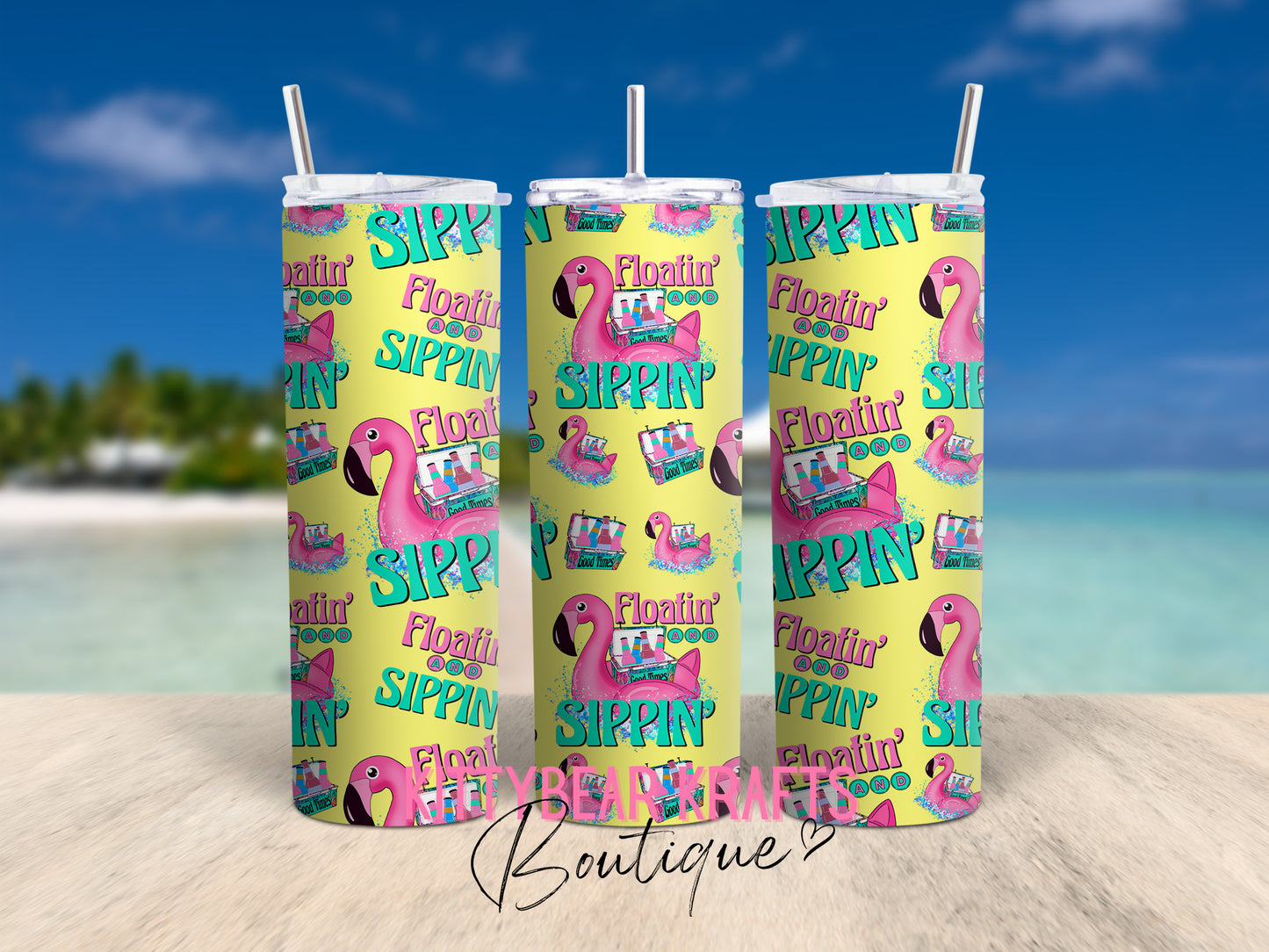 Floatin and Sippin Flamingo Summer 20 oz Stainless Steel Tumbler