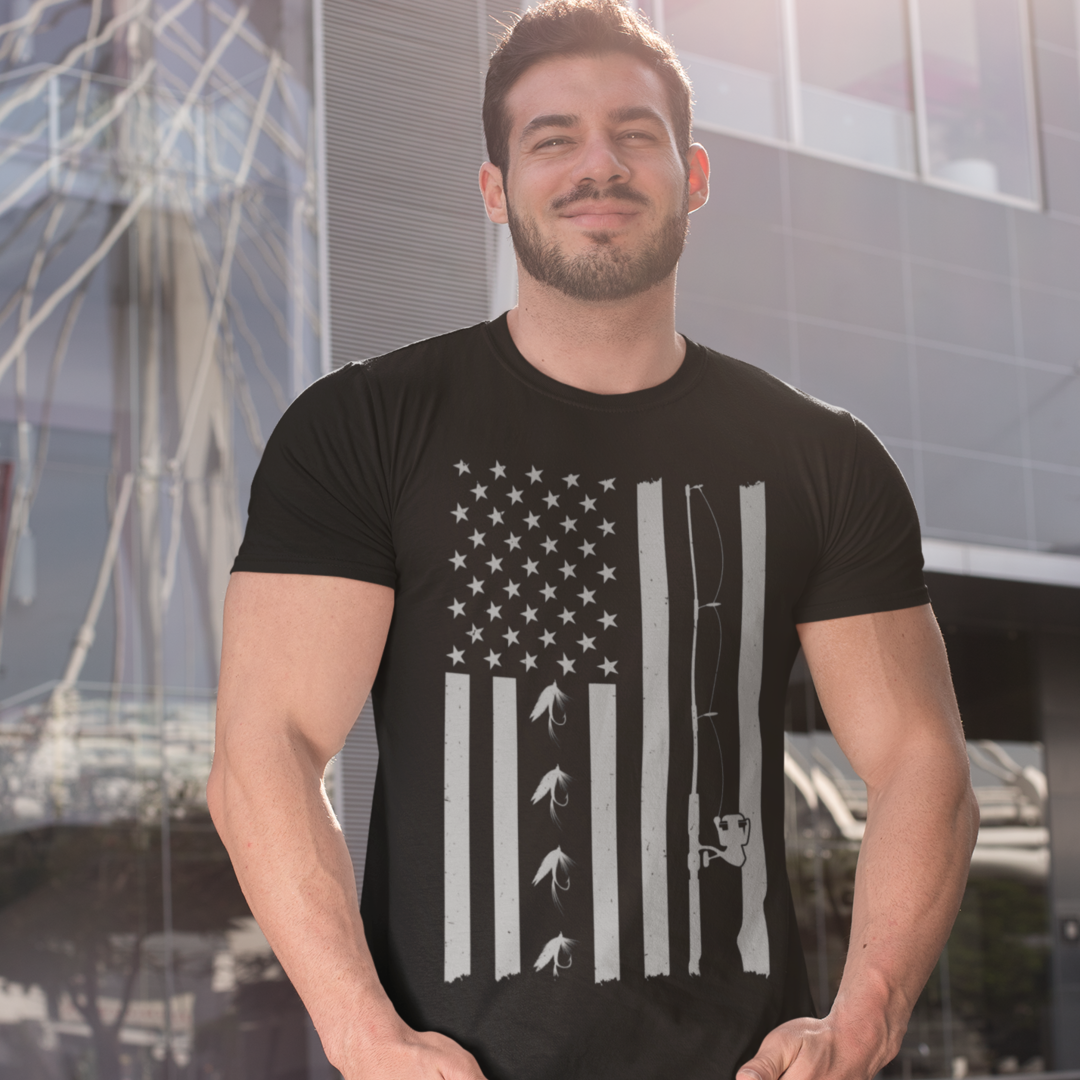 Fishing Flag Graphic Tee Tea Shirt Shoppe