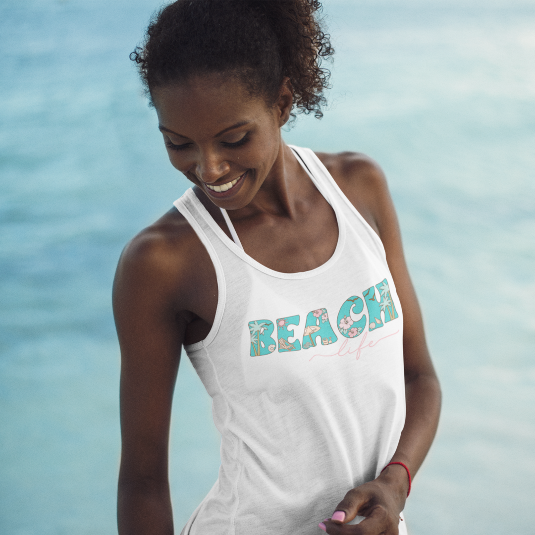 Beach Life Racerback Tank Tea-Shirt Shoppe