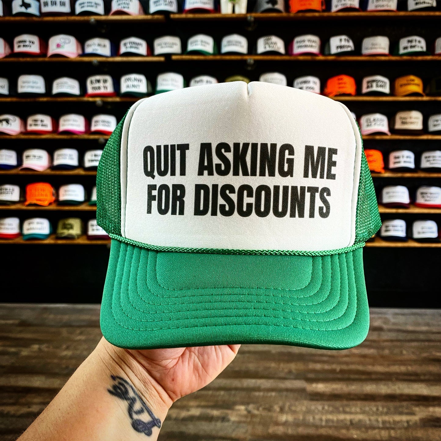 Quit Asking Me For Discounts Trucker Hat Uncle Bekah’s Inappropriate Trucker Hats