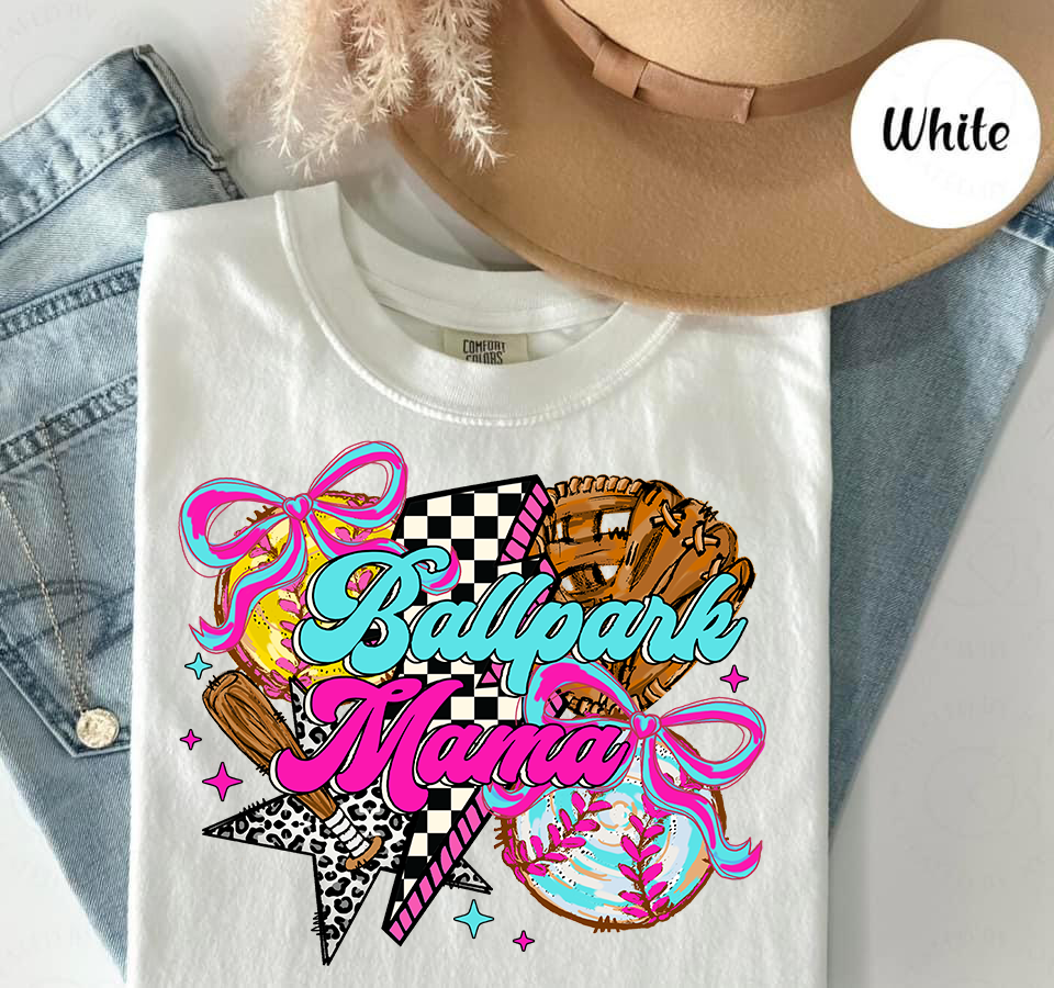 Ballpark Mama Baseball/Softball Graphic T-Shirt Kittybear Krafts