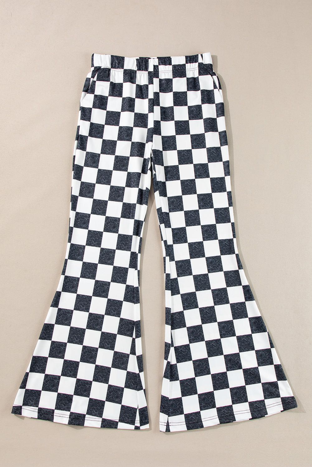 Black Checkerboard High Rise Casual Flared Pants Kittybear Krafts
