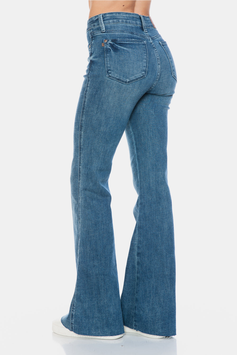 Judy Blue Full Size Tummy Control Cut Hem Flare Jeans - Kittybear Krafts