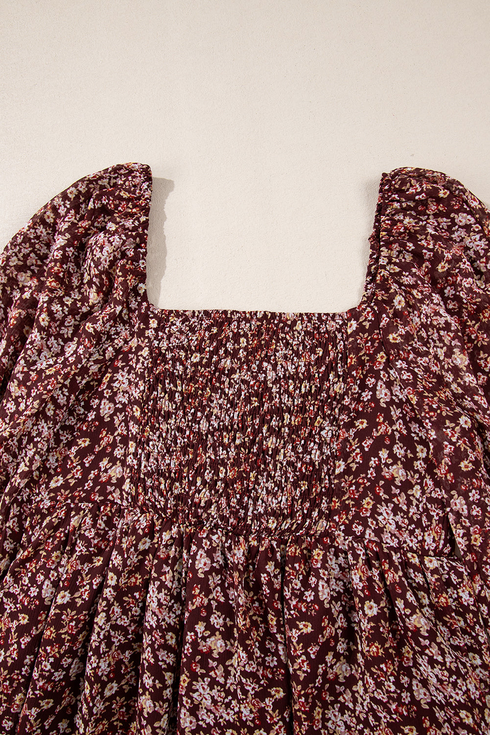 Red Floral Print Sweetheart Neck Shirred Back Mini Dress Kittybear Krafts