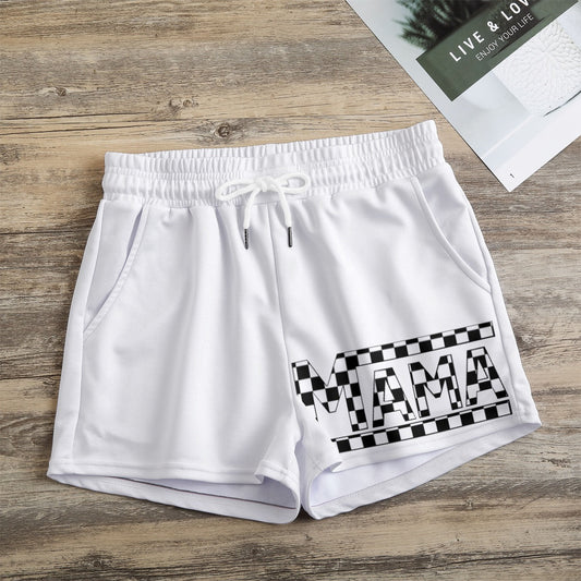 Checkered Mama Print Casual Shorts Gunpowder and Lace Boutique Nac