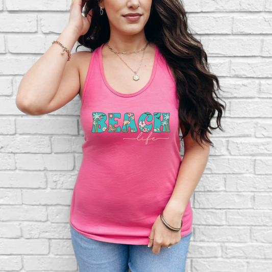 Beach Life Racerback Tank Tea-Shirt Shoppe