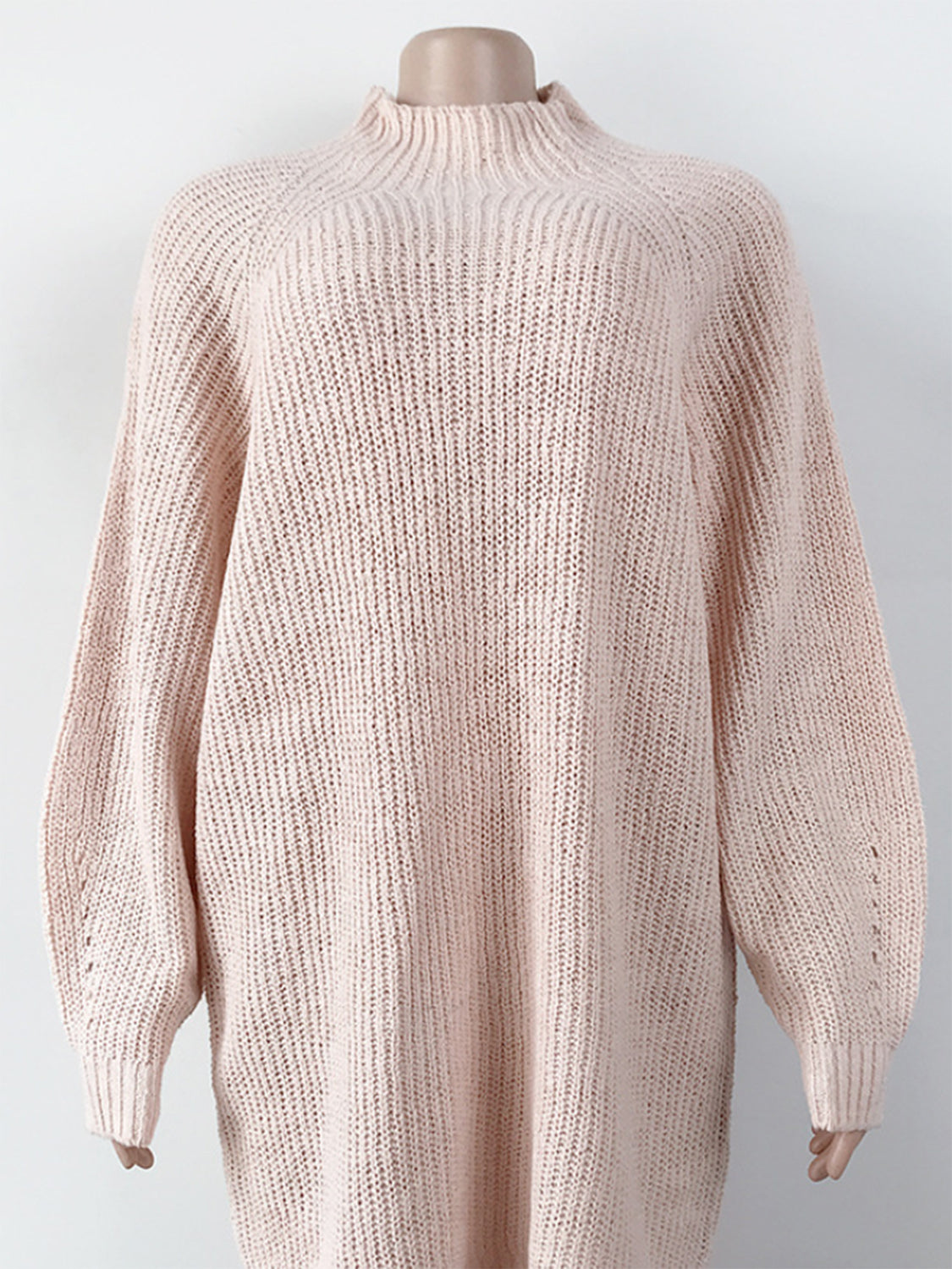 Mock Neck Dropped Shoulder Sweater Dress Trendsi