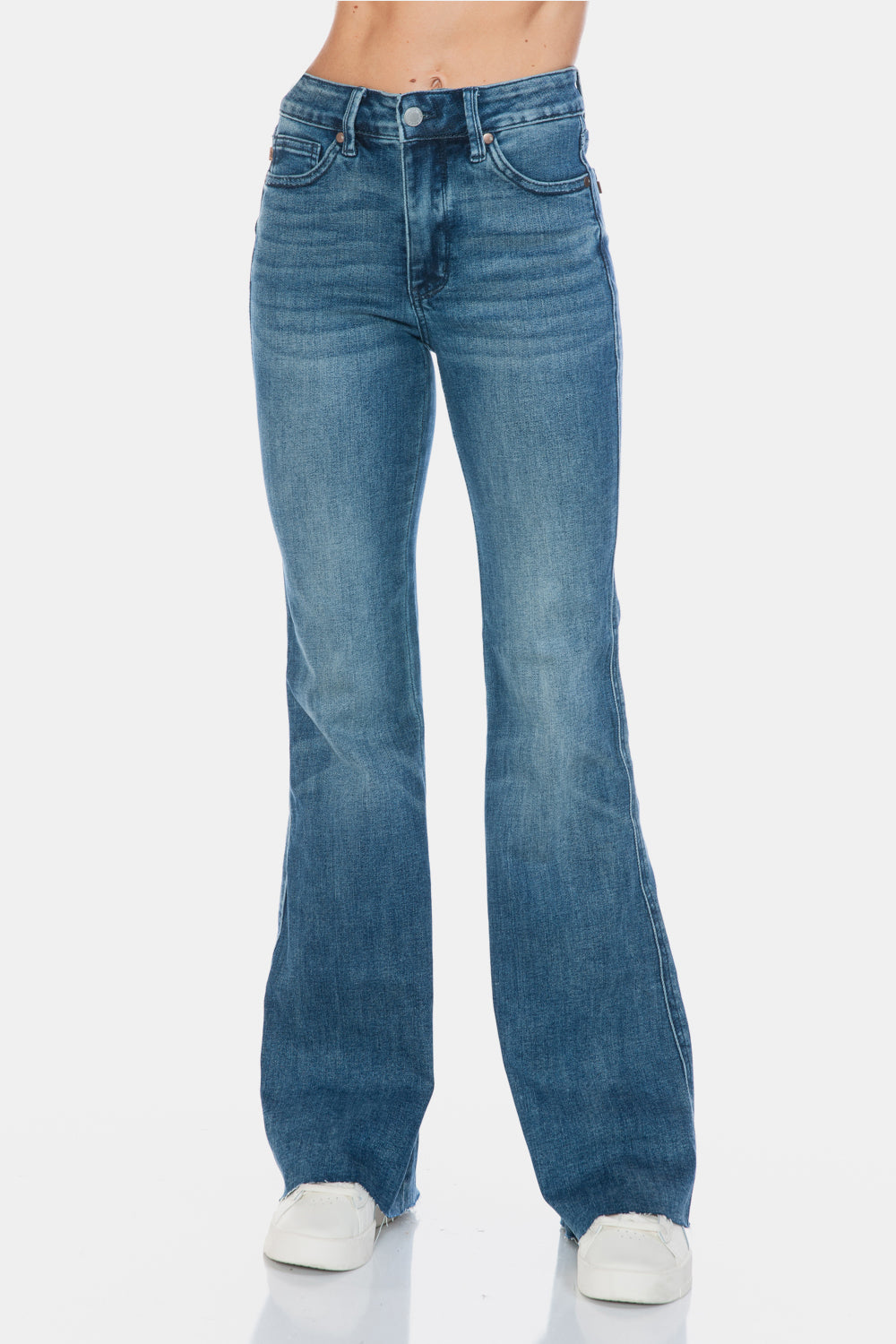 Judy Blue Full Size Tummy Control Cut Hem Flare Jeans - Kittybear Krafts