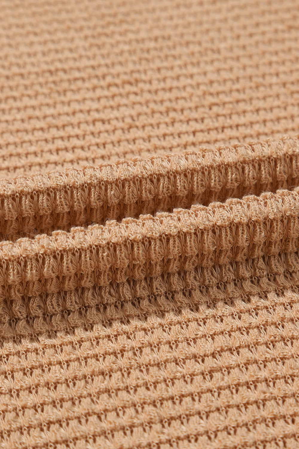 Khaki Waffle Knit High Slits Oversized Top Kittybear Krafts