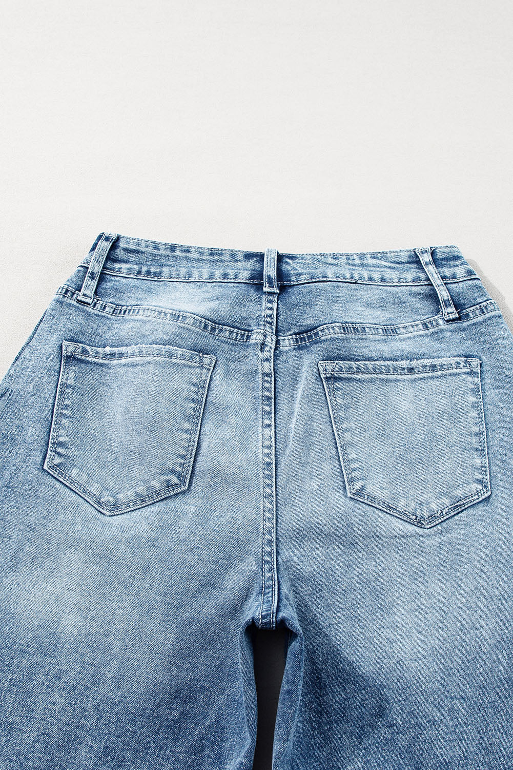 Dusk Blue Central Seamed Wide Leg High Waist Jeans Kittybear Krafts