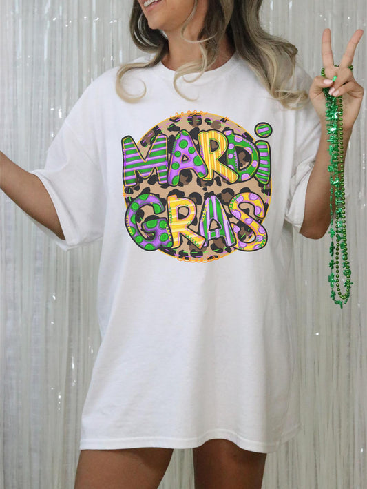 Mardi Gras Leopard Graphic T-Shirt Gunpowder and Lace Boutique Nac