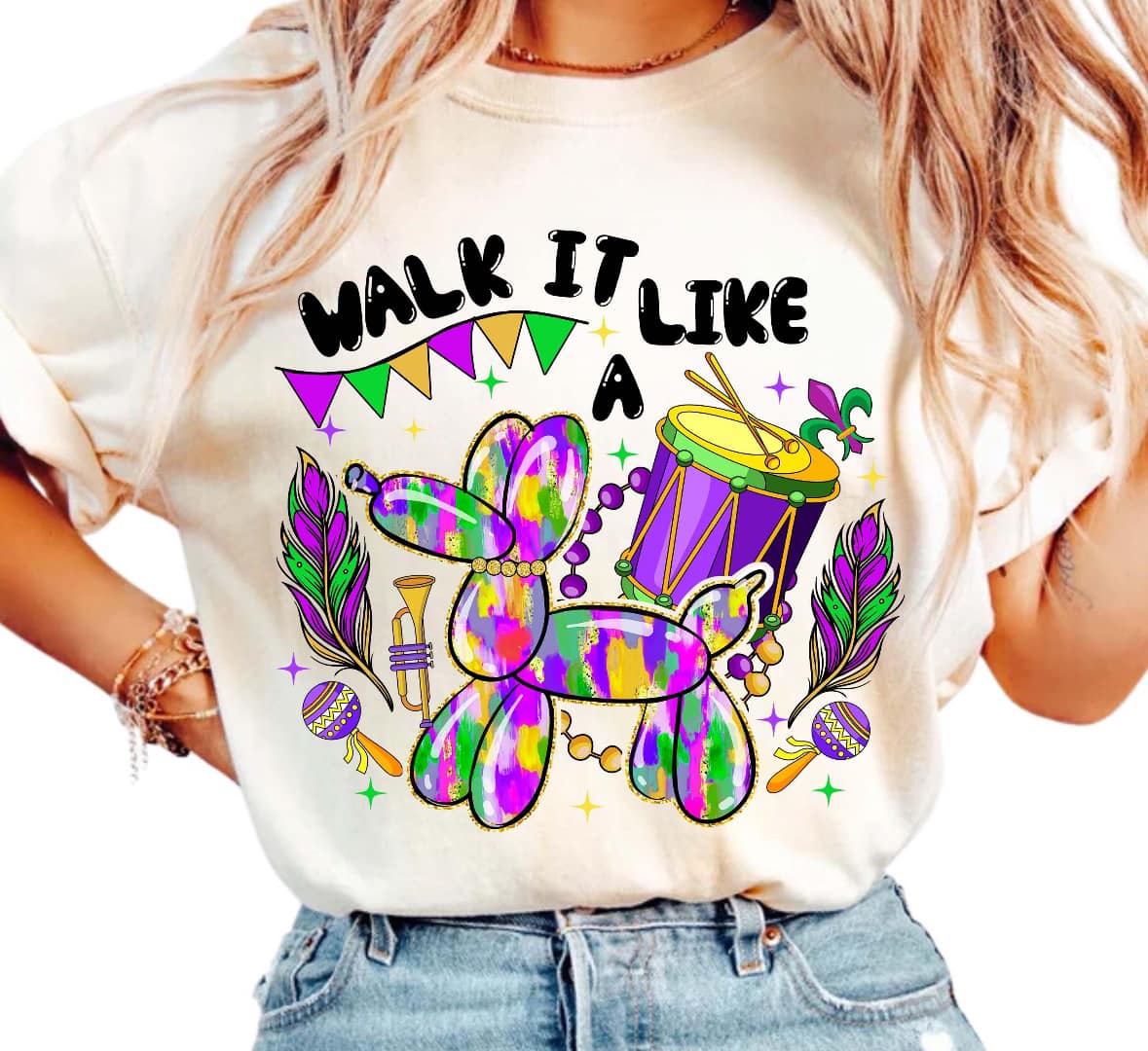 Walk it Like a Dog Mardi Gras Graphic T-Shirt Gunpowder and Lace Boutique Nac