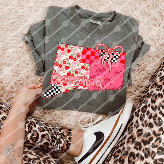Connecticut Patchwork Graphic T-Shirt Gunpowder and Lace Boutique Nac