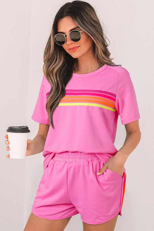 Bonbon Striped Patch Front Casual T-shirt Kittybear Krafts