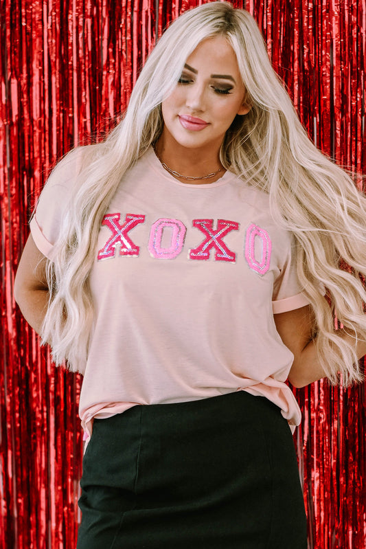 Pink Valentines Shiny XOXO Graphic T-shirt Kittybear Krafts