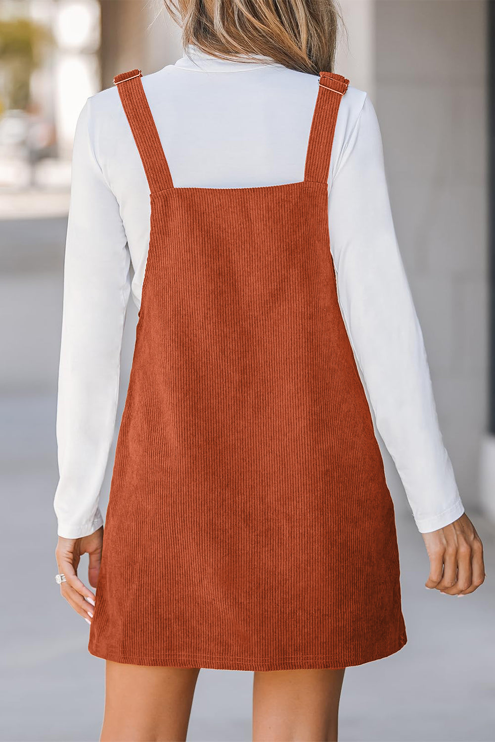Cinnamon Solid Front Pockets Sleeveless Corduroy Overall Dress Kittybear Krafts