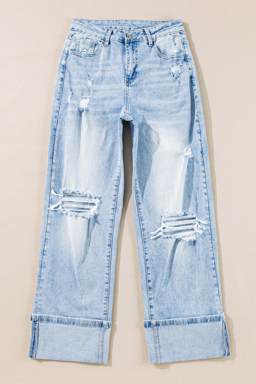 Beau Blue Light Wash Distressed Flare Jeans Kittybear Krafts