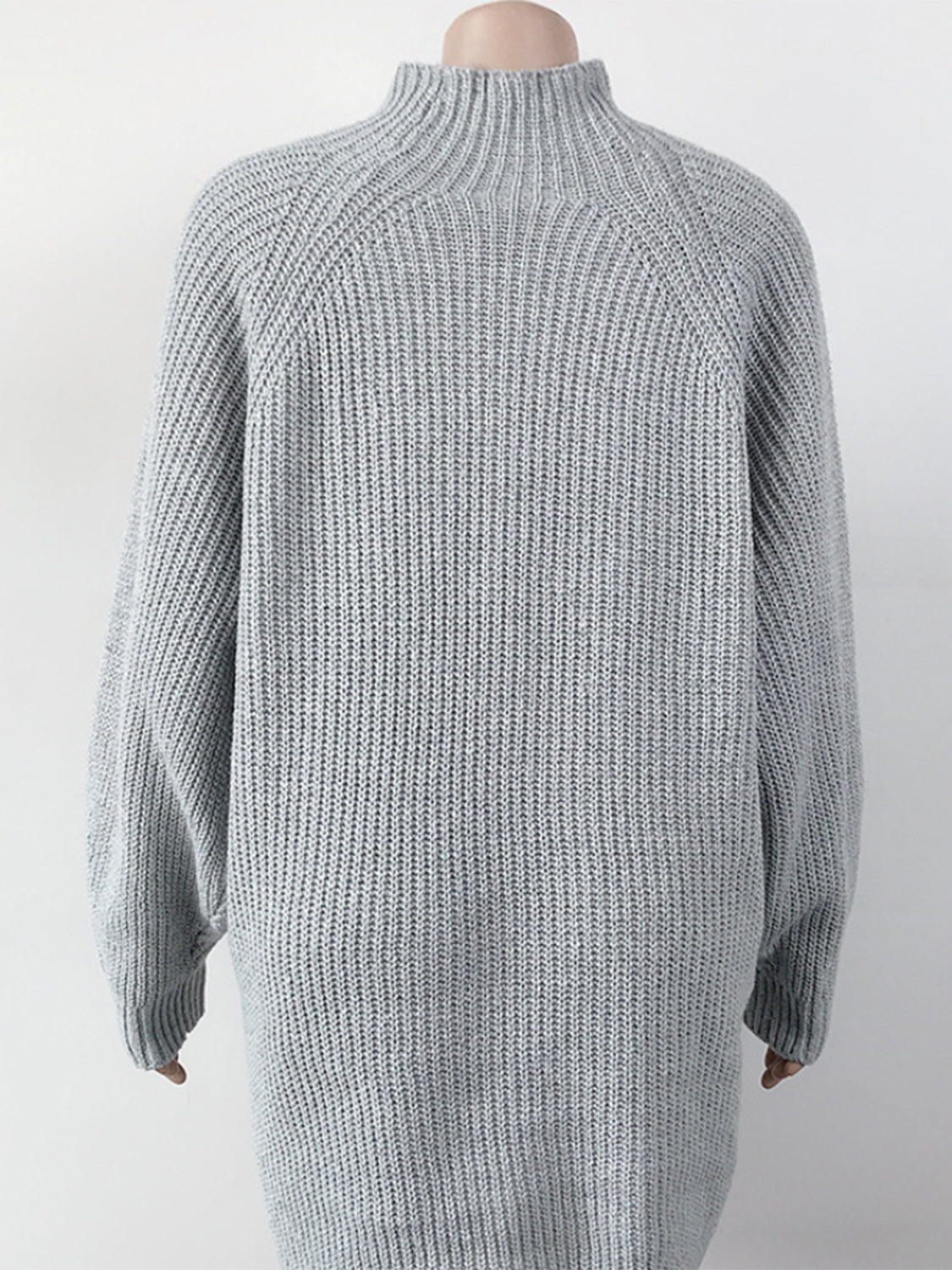 Mock Neck Dropped Shoulder Sweater Dress Trendsi
